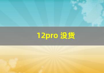 12pro 没货